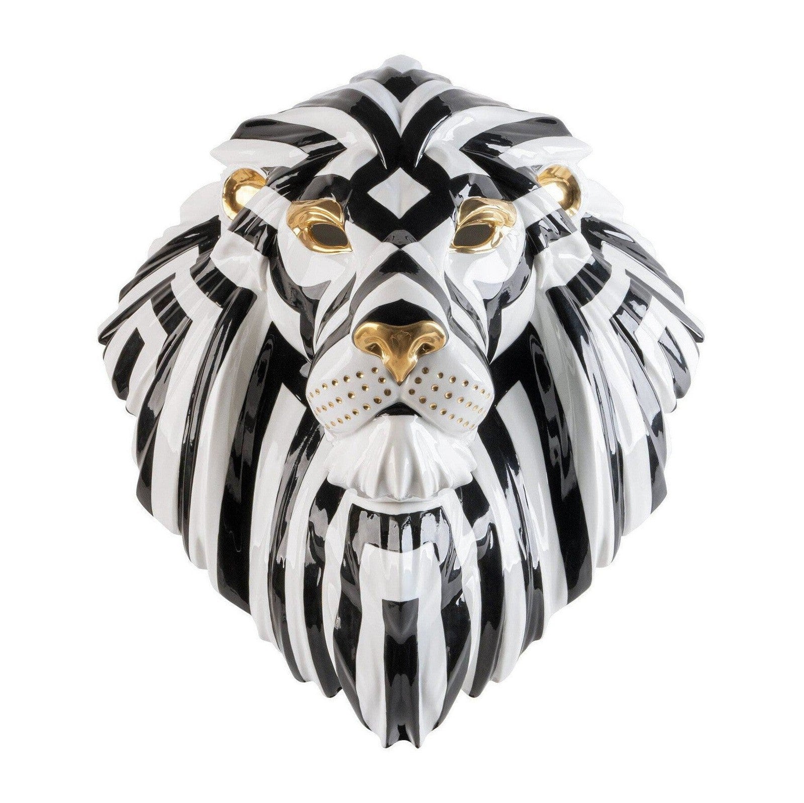 Lladro Lion mask black-gold