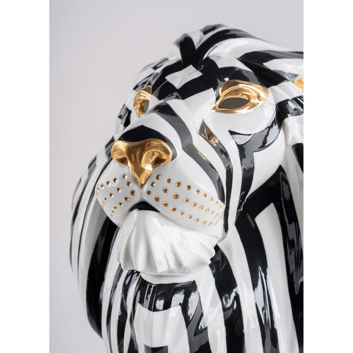 Lladro Lion mask black-gold