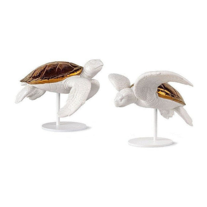 Lladro Sea turtles couple white - copper