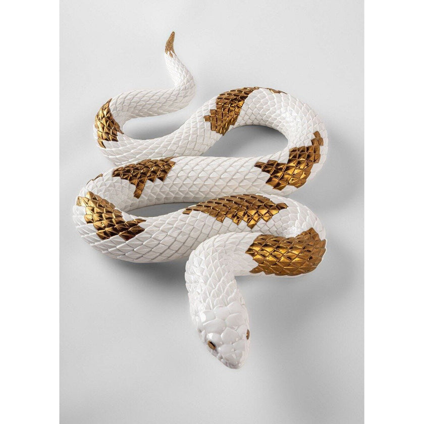 Lladro Snake white - copper