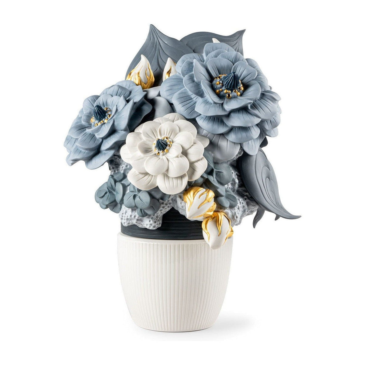 Lladro Vase with flowers blue