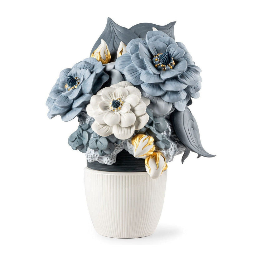 Lladro Vase with flowers blue