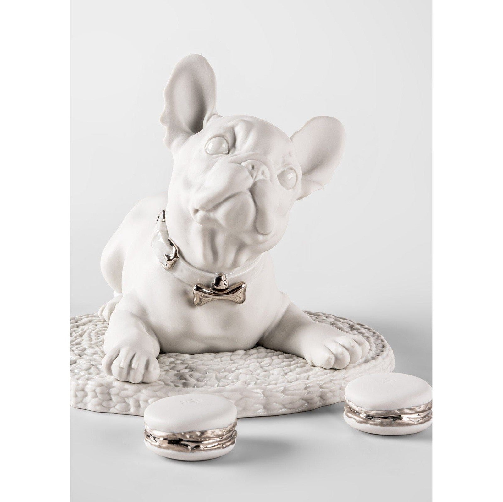 Lladro French Bulldog With Macarons (Re-Deco)