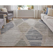 Feizy Elias 69FWF Modern Diamond Rug in Ivory/Blue/Brown