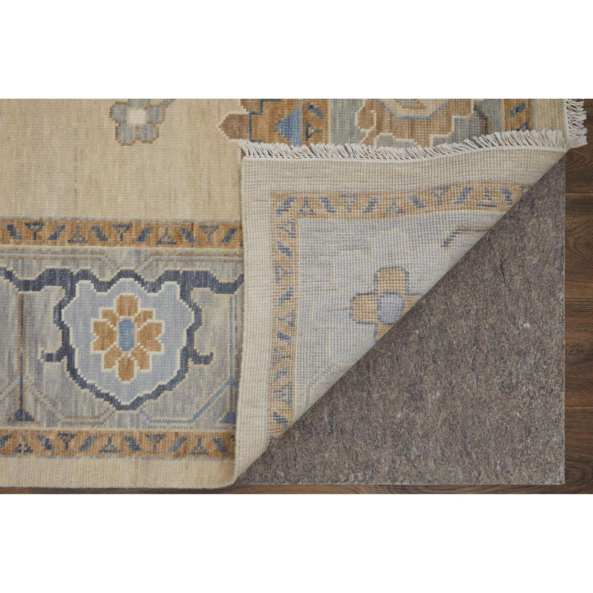 Feizy Karina 69G6F Transitional Floral & Botanical Rug in Ivory/Blue/Tan