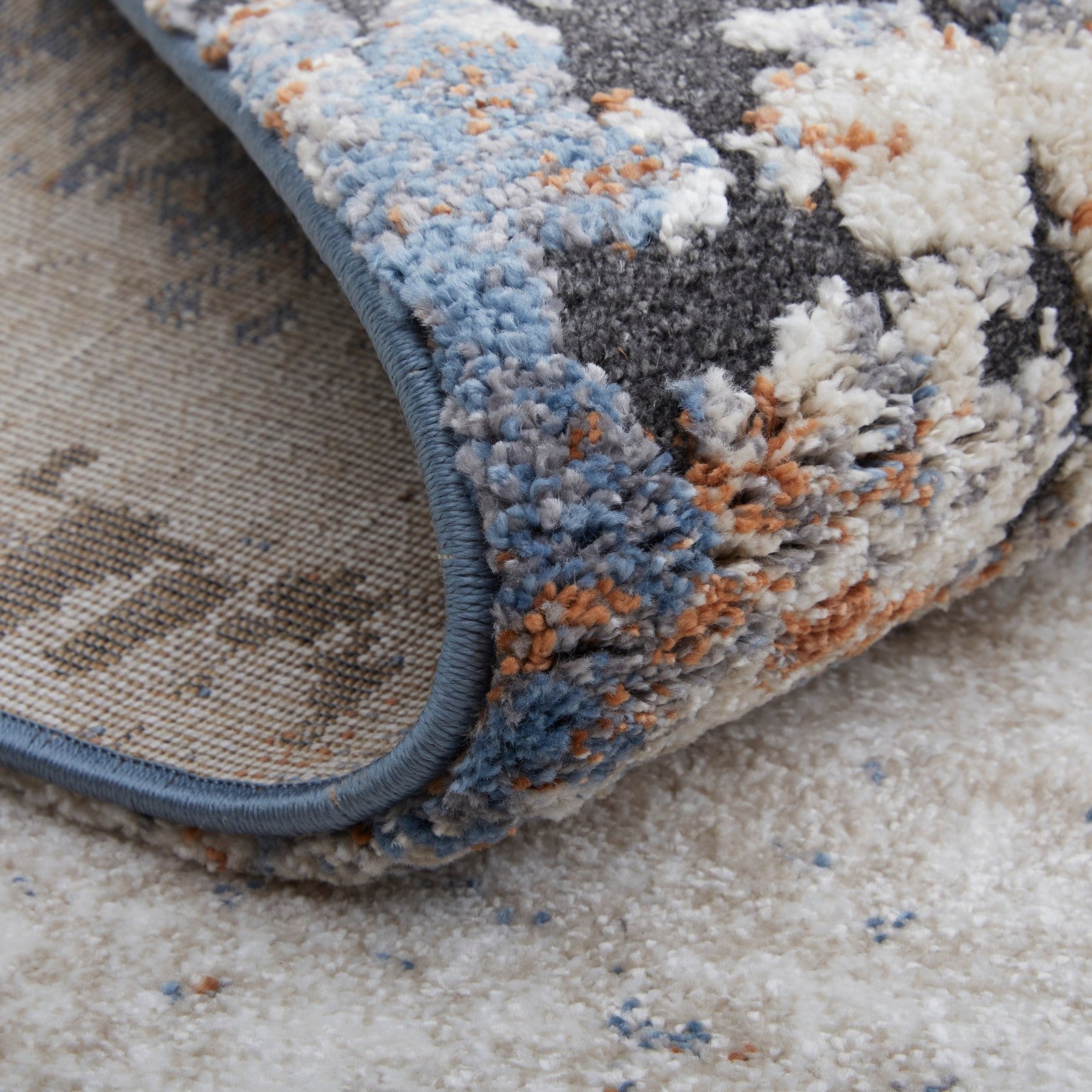 Feizy Gilmore 39MNF Modern Distressed in Ivory/Blue/Taupe