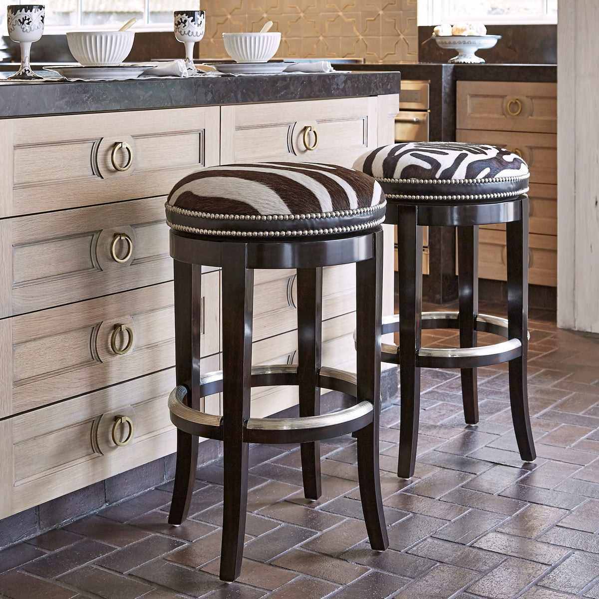 Ambella Zebrano Swivel Counter Stool - Backless