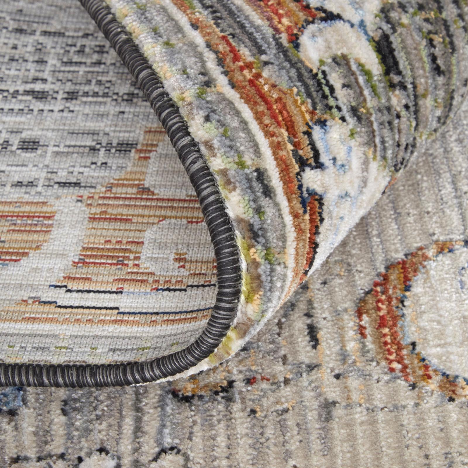 Feizy Melrose 39P2F Transitional Ikat Rug in Ivory/Red/Gray