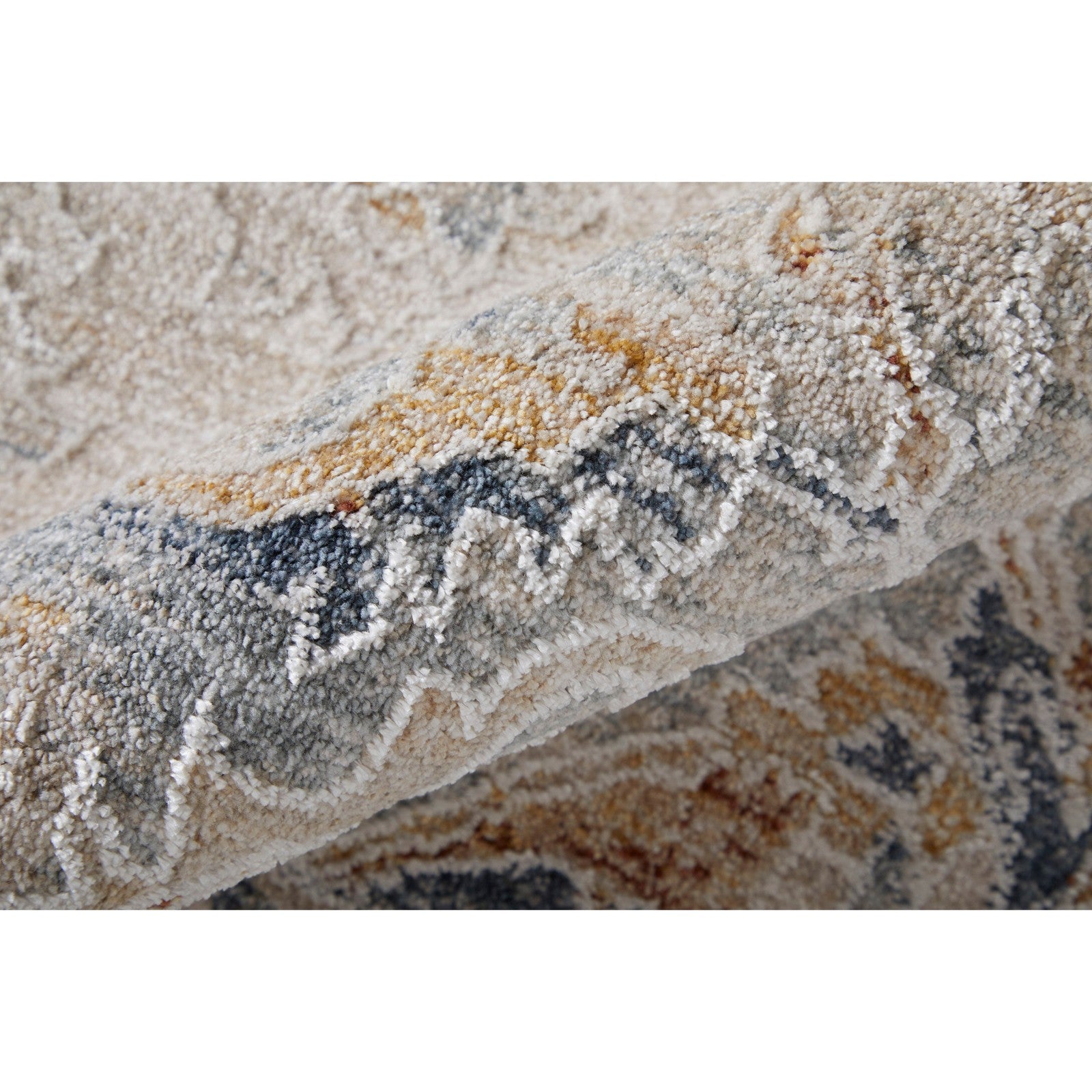 Feizy Pasha 39M5F Transitional Medallion in Ivory/Taupe/Blue