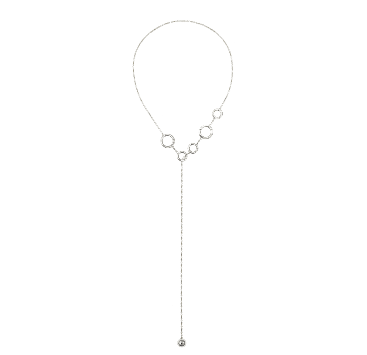 Christofle Idole de Christofle Sterling Silver Long Necklace 5 Rings