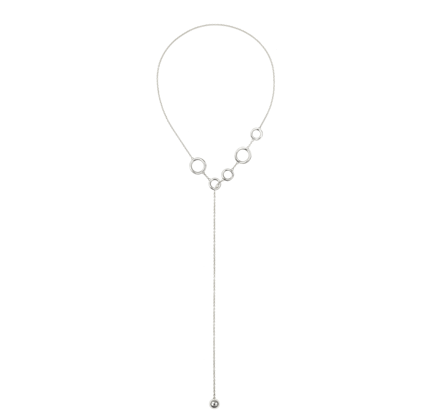 Christofle Idole de Christofle Sterling Silver Long Necklace 5 Rings