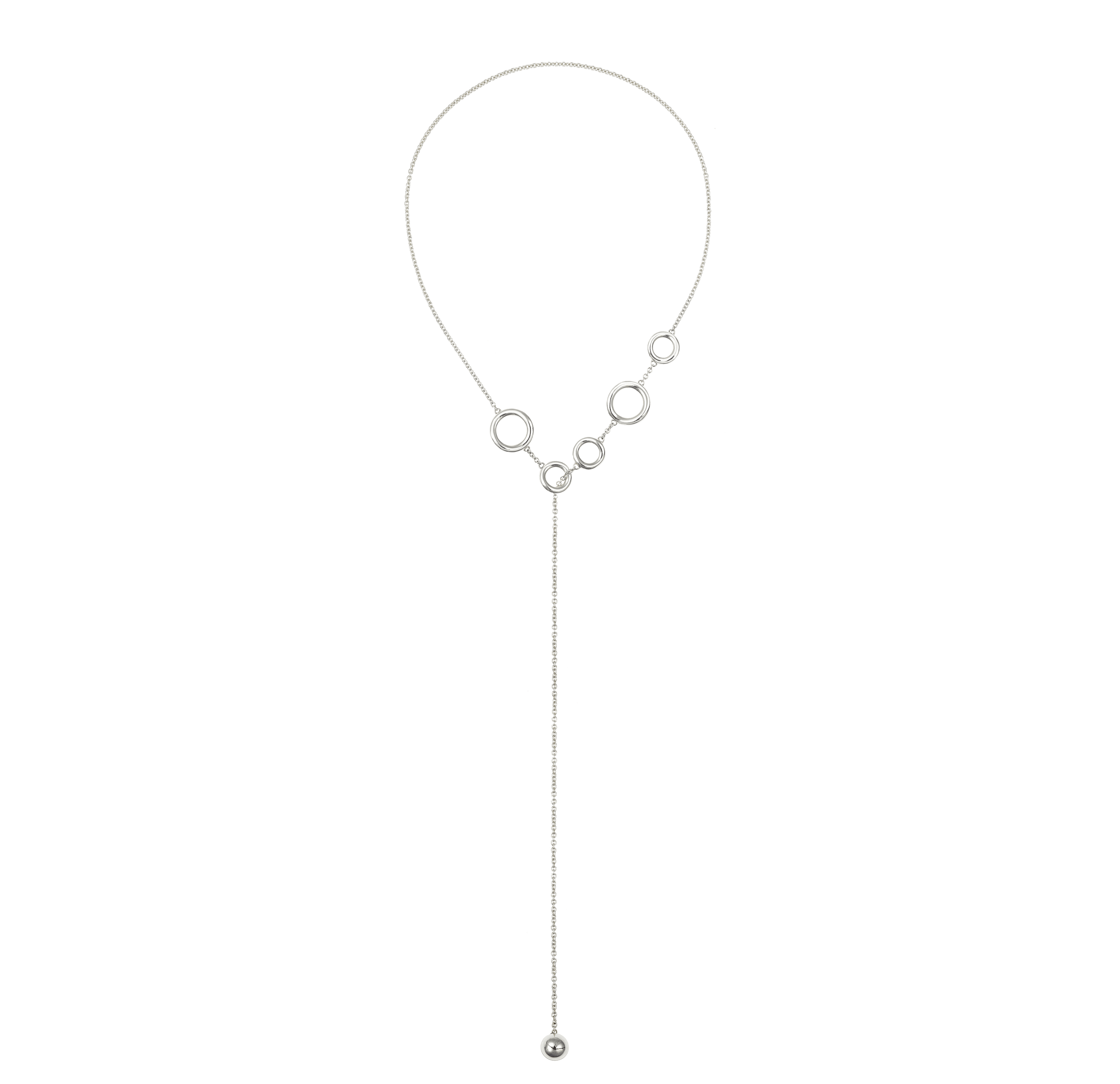 Christofle Idole de Christofle Sterling Silver Long Necklace 5 Rings
