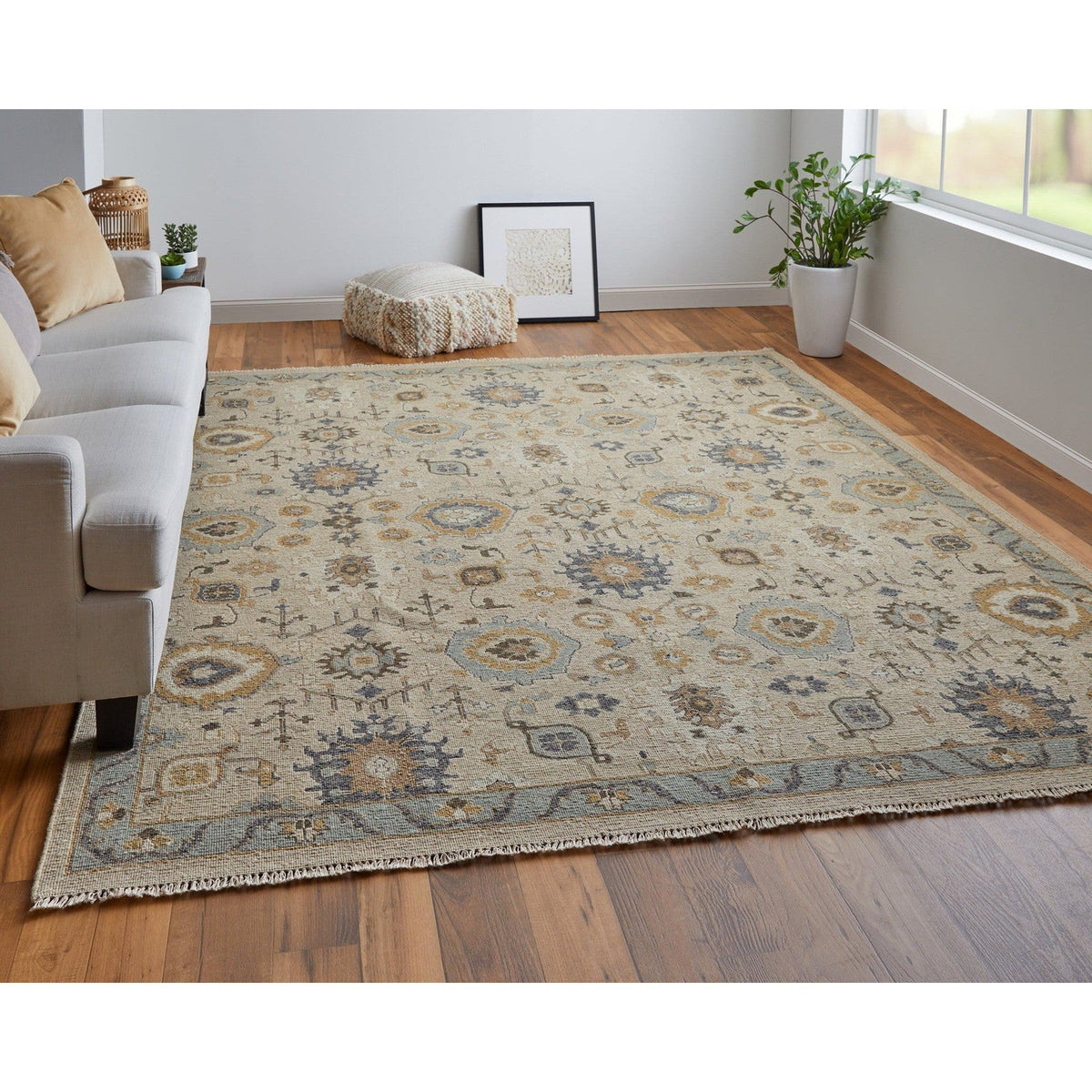 Feizy Corbitt 0613F Traditional Oriental in Tan/Blue/Gold