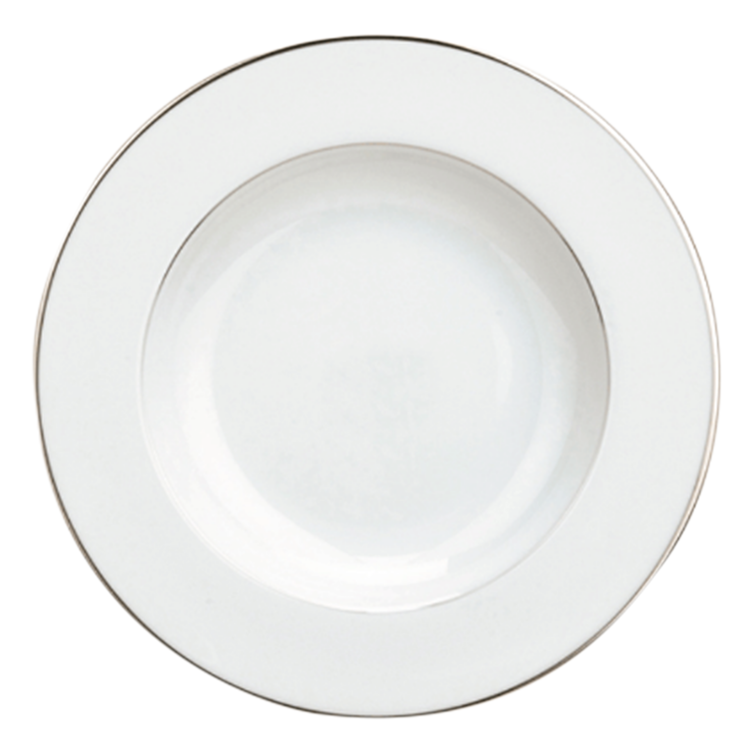 Christofle Albi Porcelain Rimmed Soup Plate Platinum 23 Cm