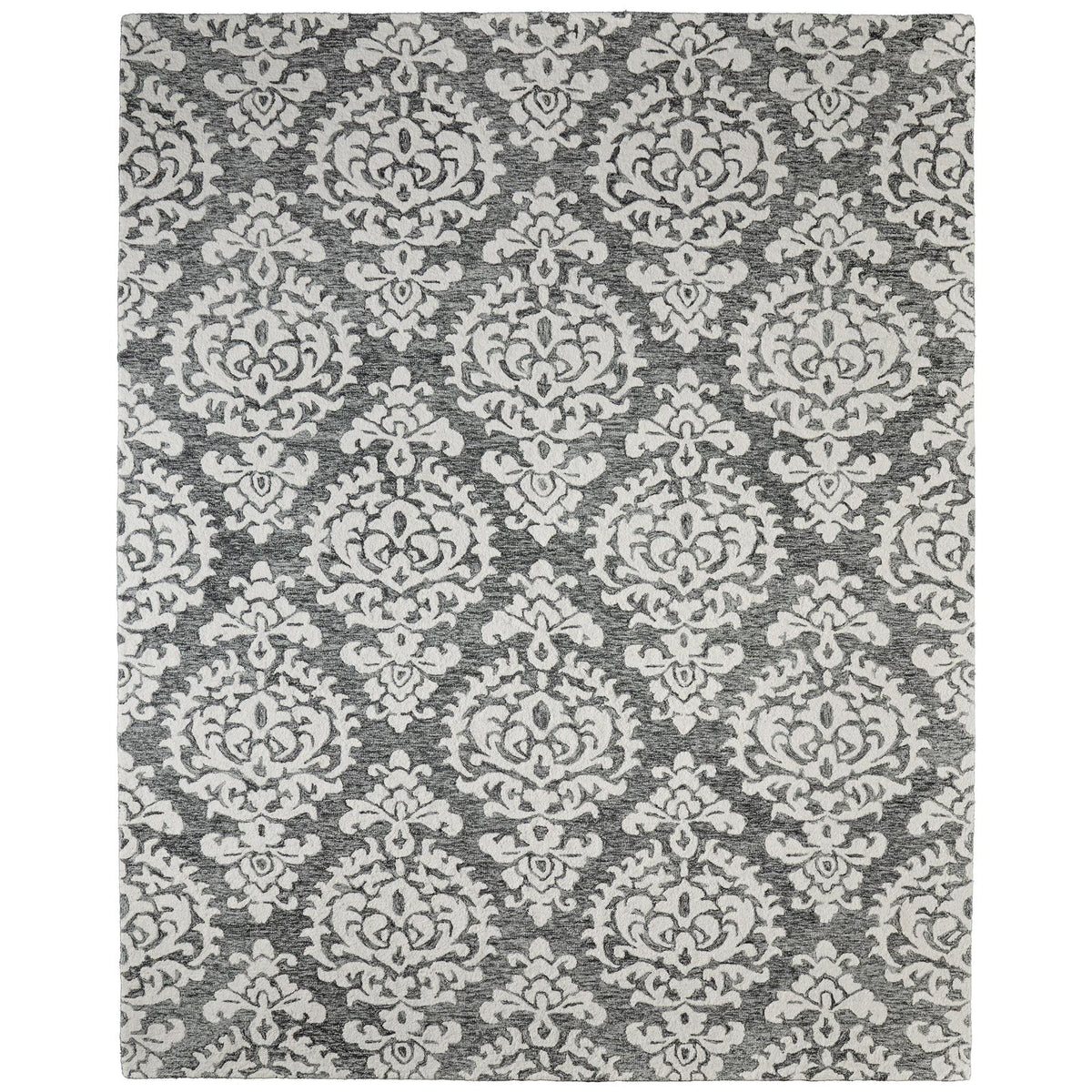 Feizy Belfort 8A26F Traditional Floral & Botanical Rug in Gray/Ivory/Black