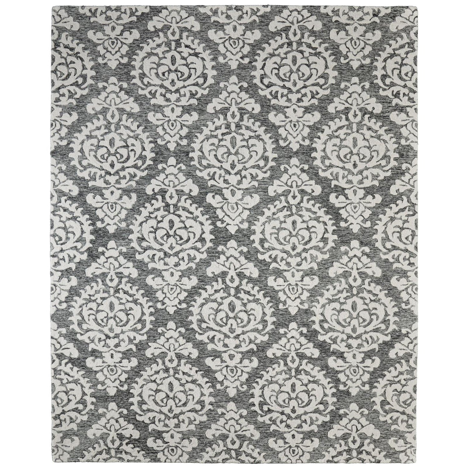 Feizy Belfort 8A26F Traditional Floral & Botanical Rug in Gray/Ivory/Black