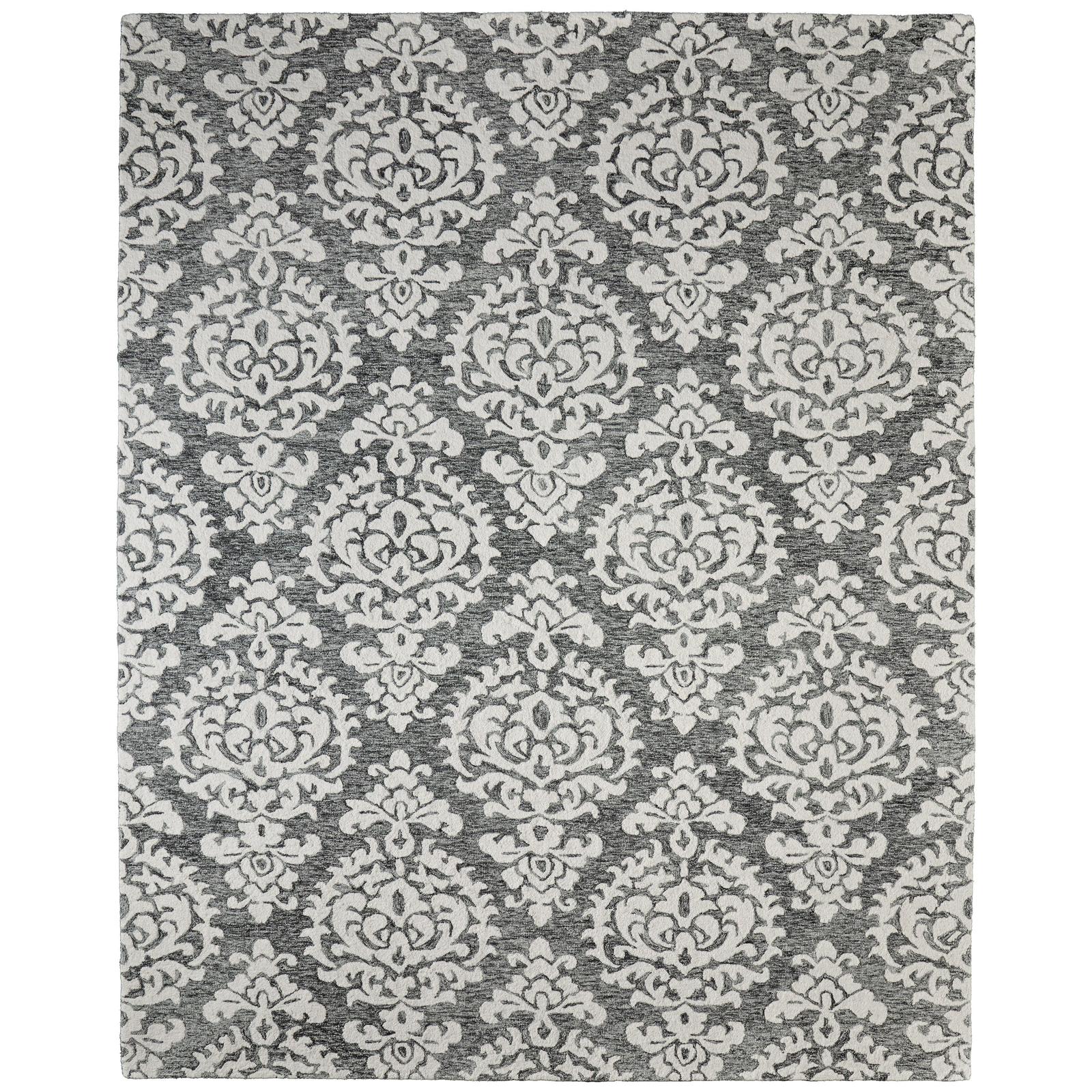 Feizy Belfort 8A26F Traditional Floral & Botanical Rug in Gray/Ivory/Black