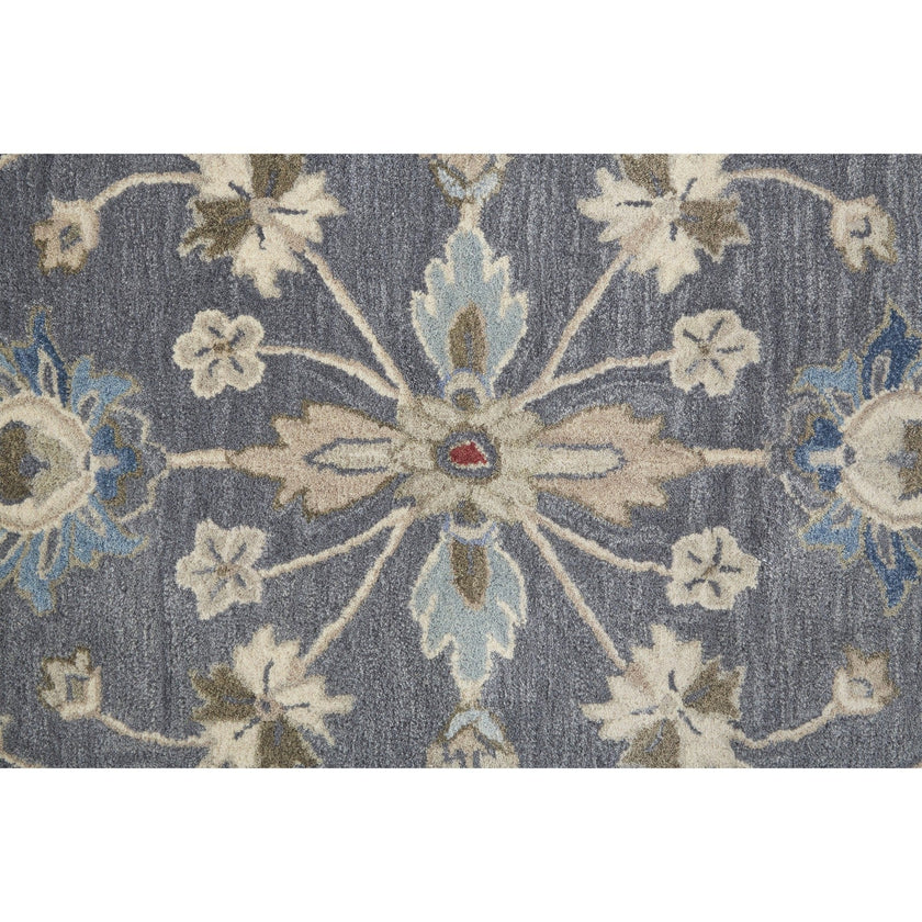 Feizy Rylan 8639F Transitional Oriental in Gray/Ivory/Red