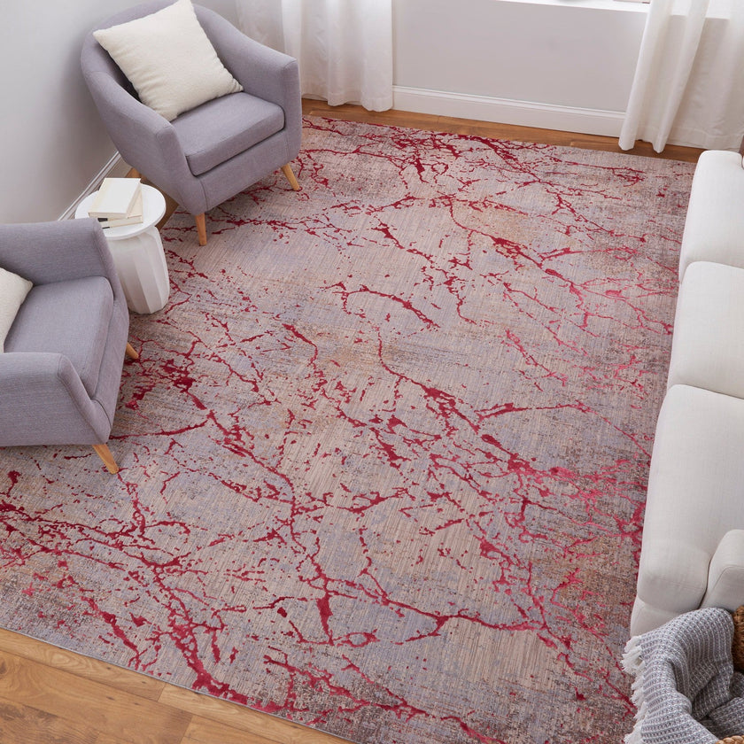 Feizy Pryor 39NEF Modern Abstract in Pink/Gray/Taupe