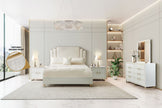 Michael Amini Palm Gate Upholstered Bed - Cloud White