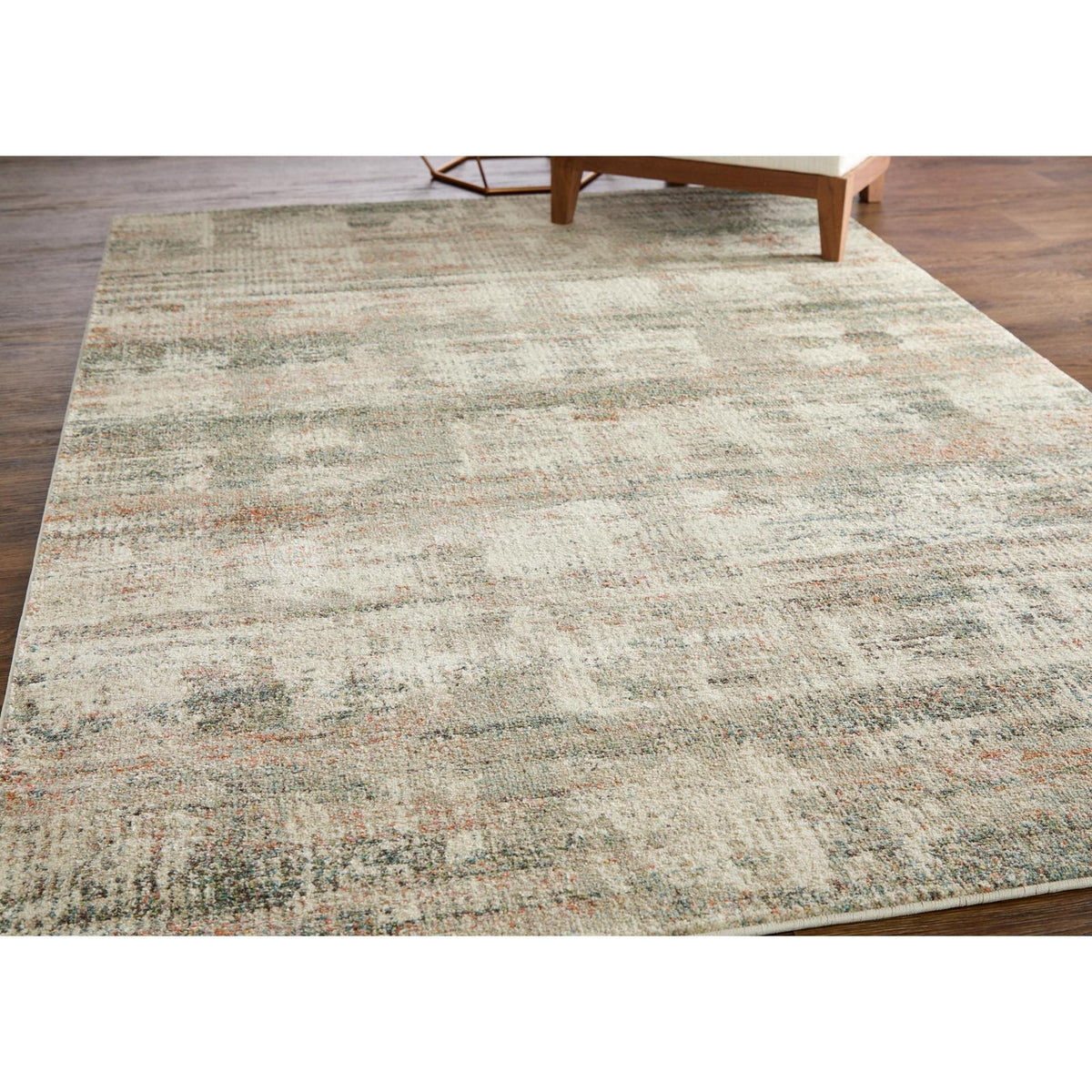Feizy Eden 39QWF Modern Abstract Rug in Ivory/Gray/Green