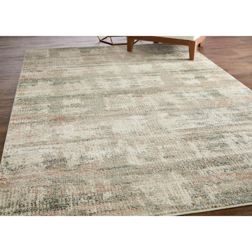 Feizy Eden 39QWF Modern Abstract Rug in Ivory/Gray/Green