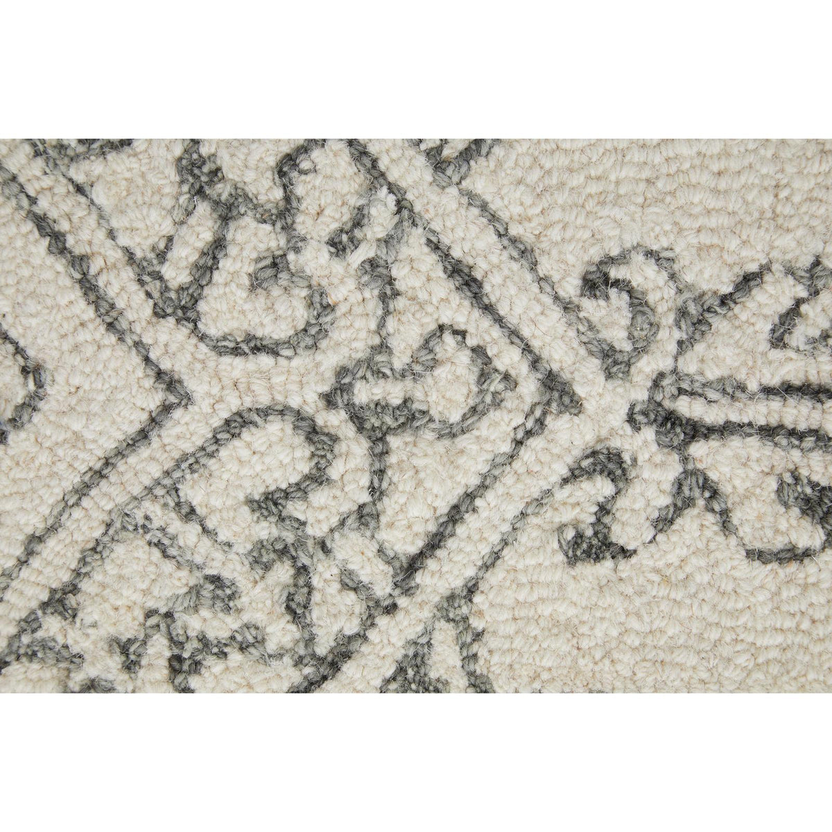 Feizy Belfort 8778F Transitional Medallion Rug in White/Gray