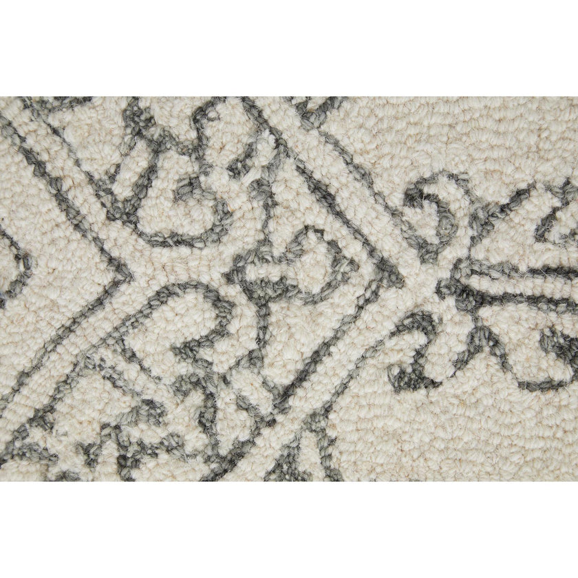 Feizy Belfort 8778F Transitional Medallion Rug in White/Gray
