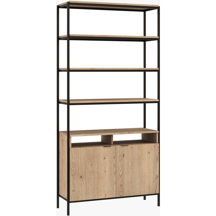 Sunpan Ambrose Modular Bookcase - Large - Rustic Oak - Black