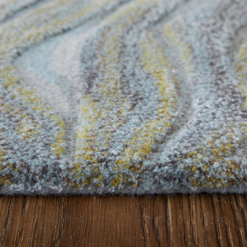 Feizy Kawai 8982F Modern Abstract Rug in Blue/Green/Gray