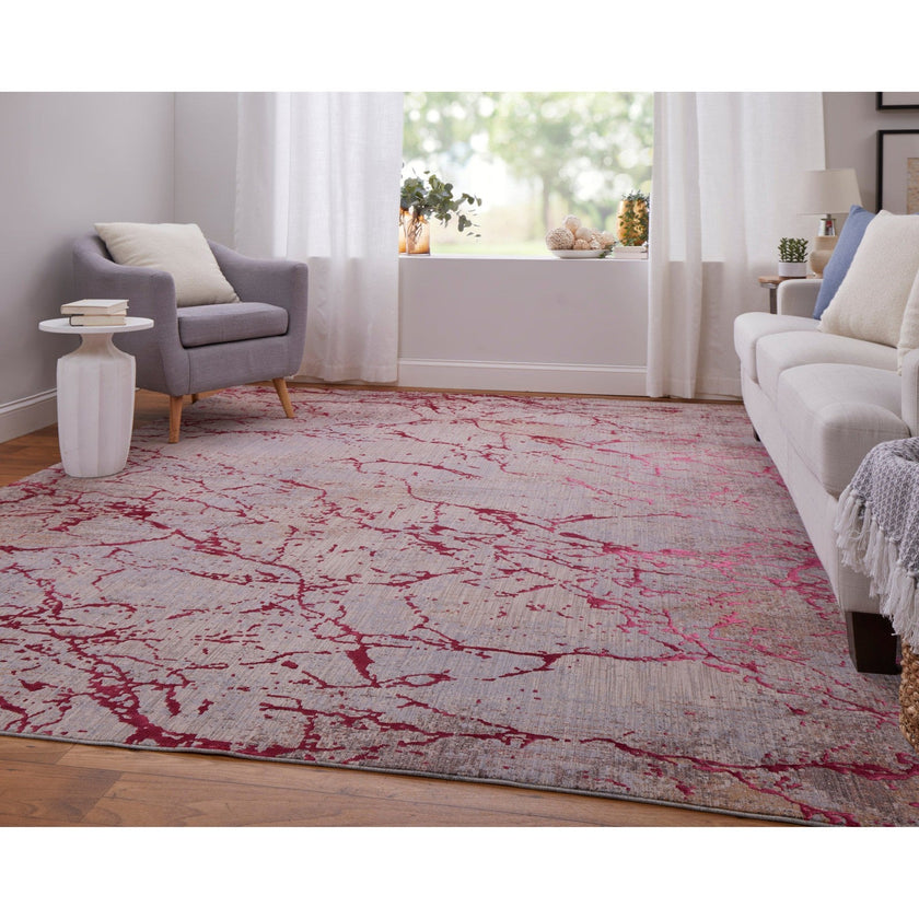 Feizy Pryor 39NEF Modern Abstract in Pink/Gray/Taupe