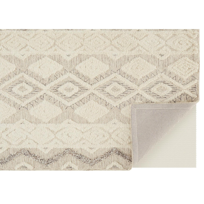 Feizy Anica 8006F Transitional Geometric Rug in Ivory/Taupe/Gray