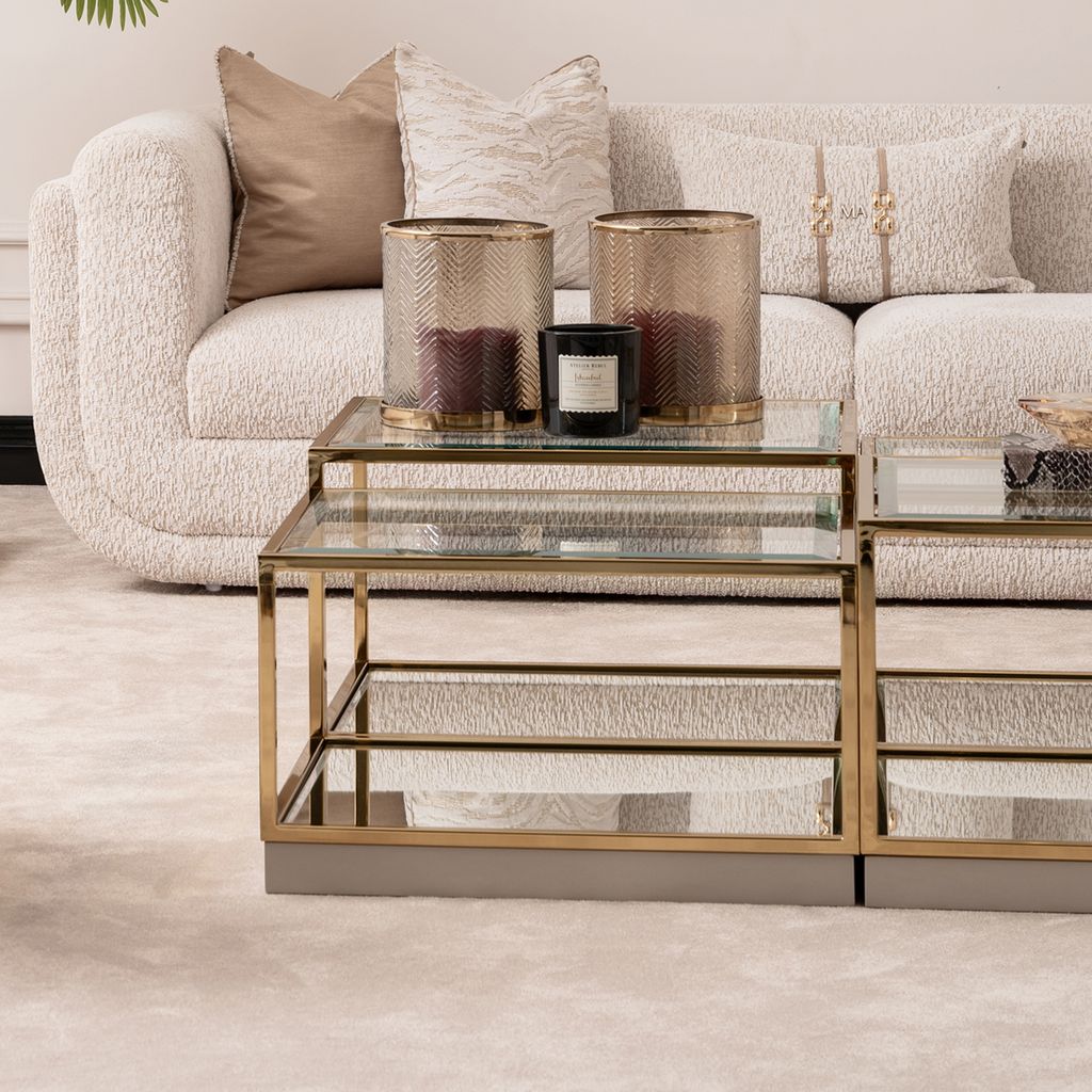 Michael Amini Savannah Breeze Short Cocktail Table, Set of 2 - Bright Gold