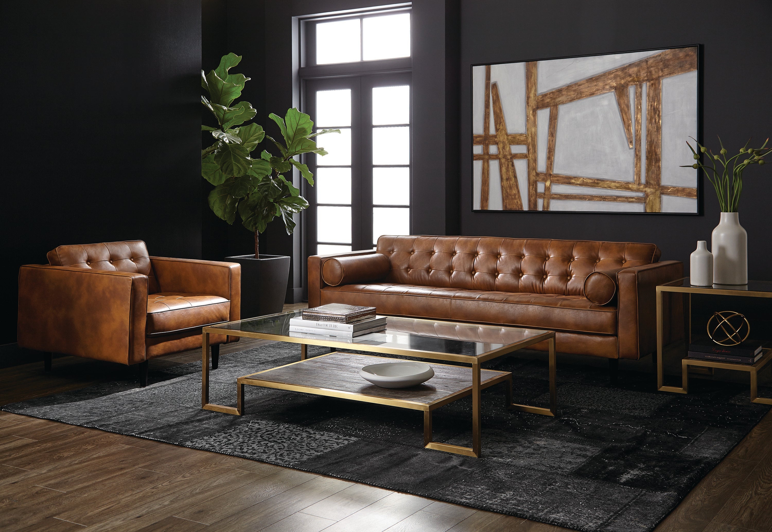 Sunpan Donnie Sofa - Tobacco Tan