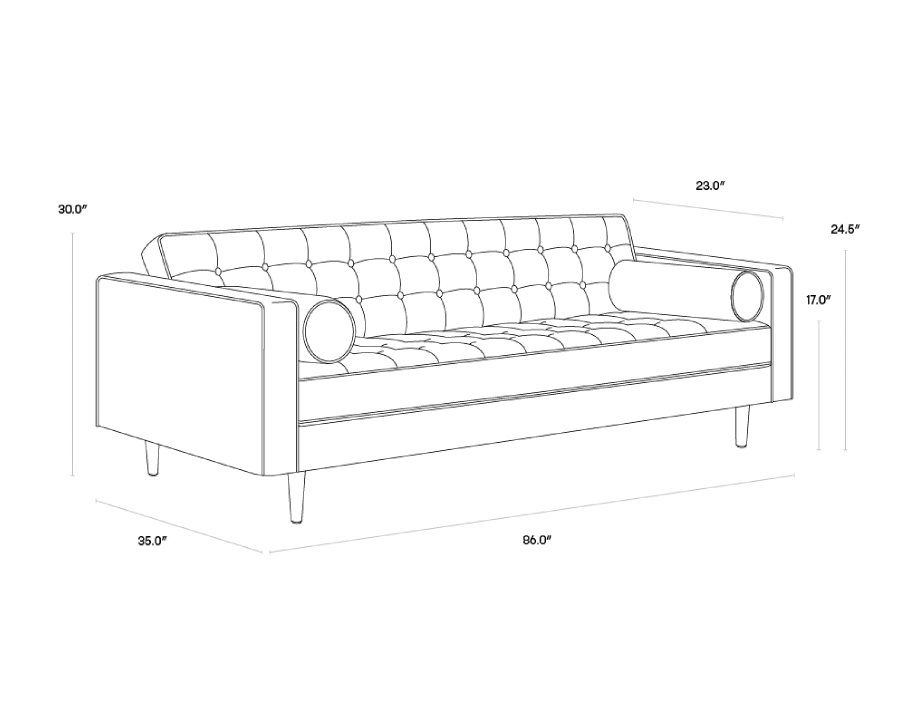 Sunpan Donnie Sofa - Tobacco Tan