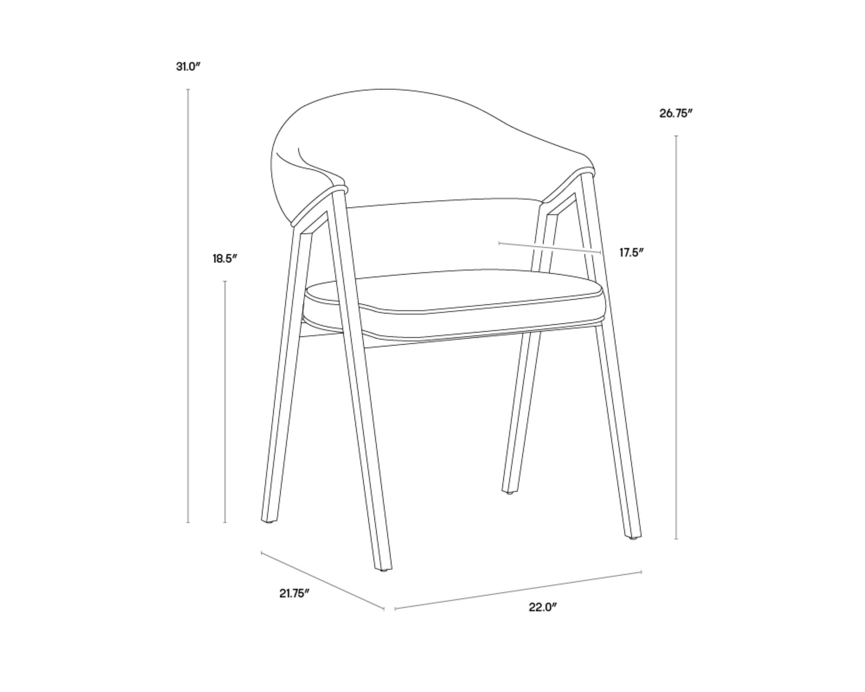 Sunpan Burgos Dining Armchair - Nono Petrol
