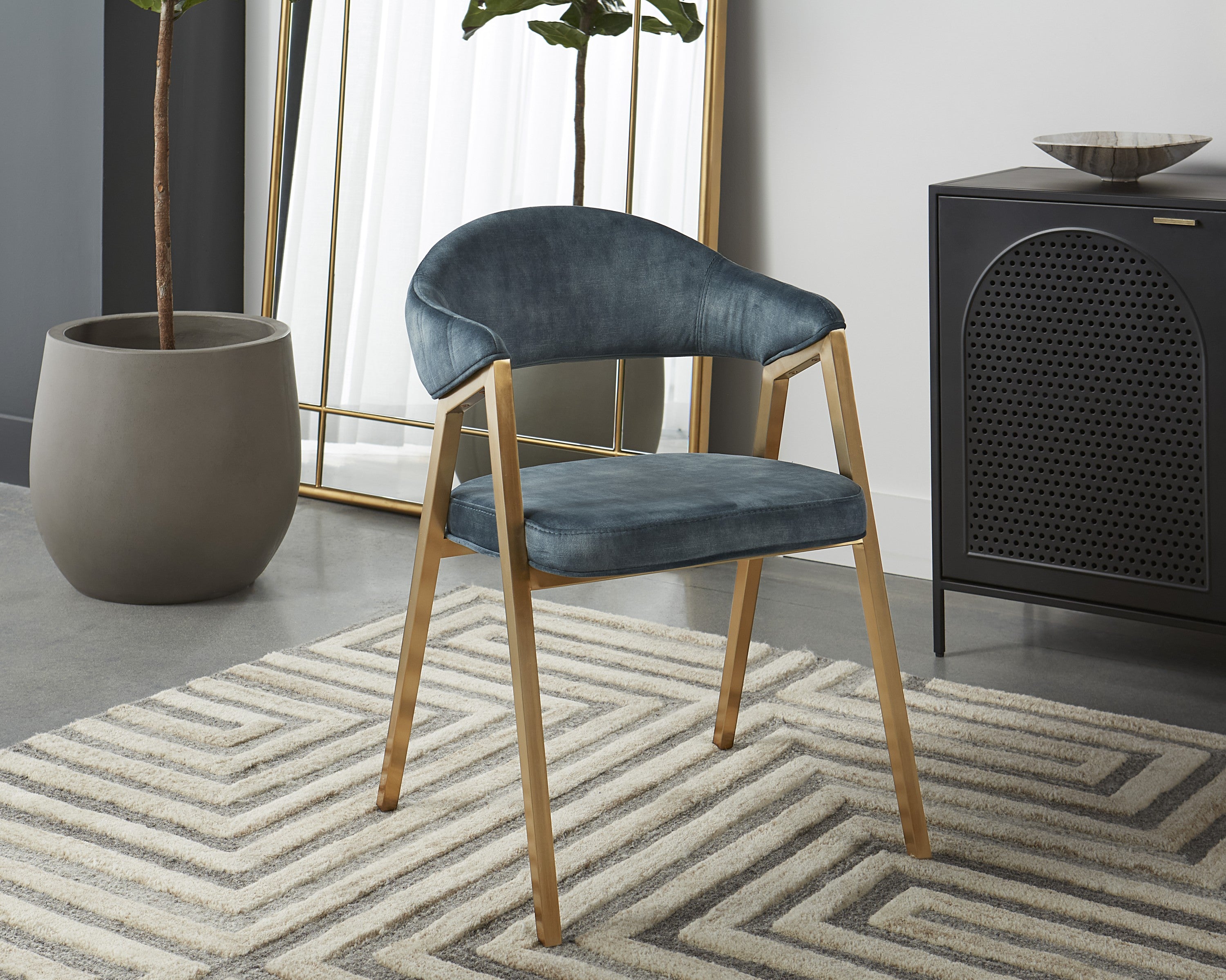 Sunpan Burgos Dining Armchair - Nono Petrol