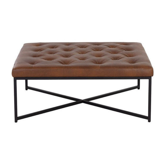 Sunpan Endall Ottoman - Black - Bravo Cognac