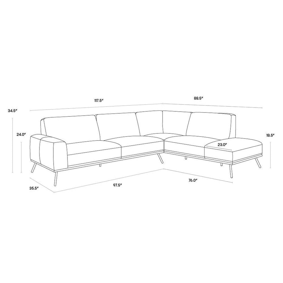 Sunpan Brandi Sofa Chaise