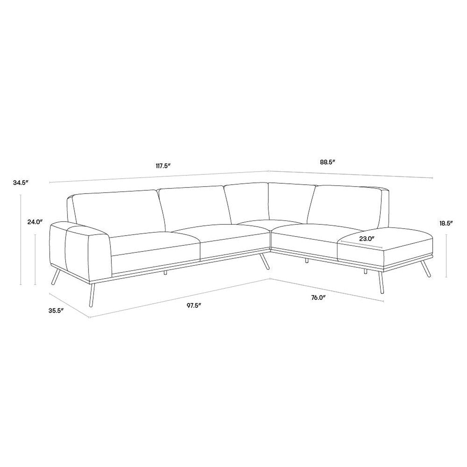 Sunpan Brandi Sofa Chaise