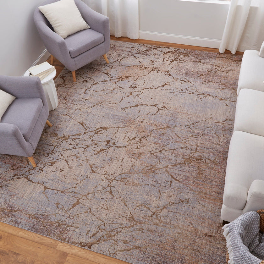 Feizy Pryor 39NEF Modern Abstract in Brown/Taupe/Tan