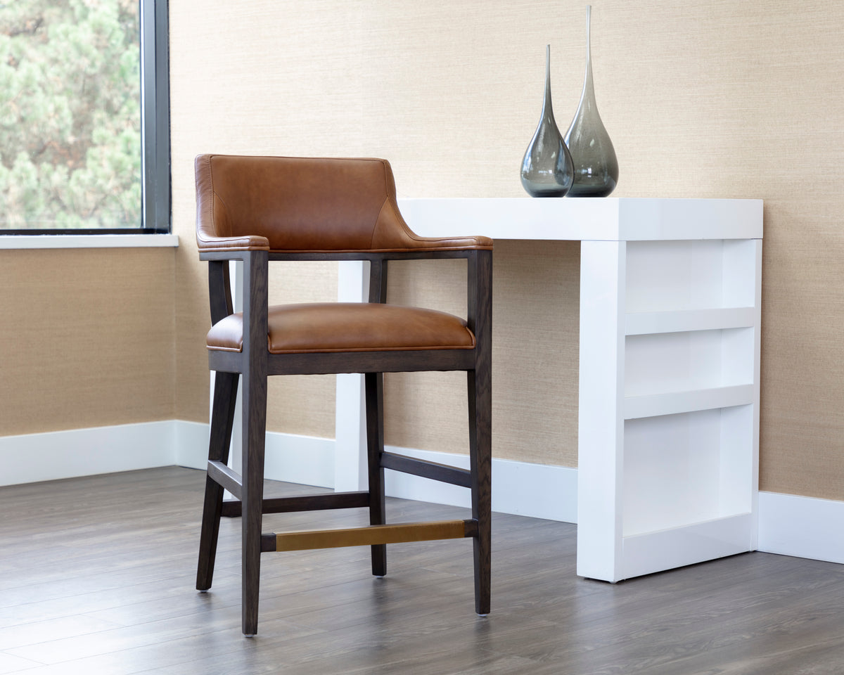 Sunpan Brylea Counter Stool - Brown - Shalimar Tobacco Leather