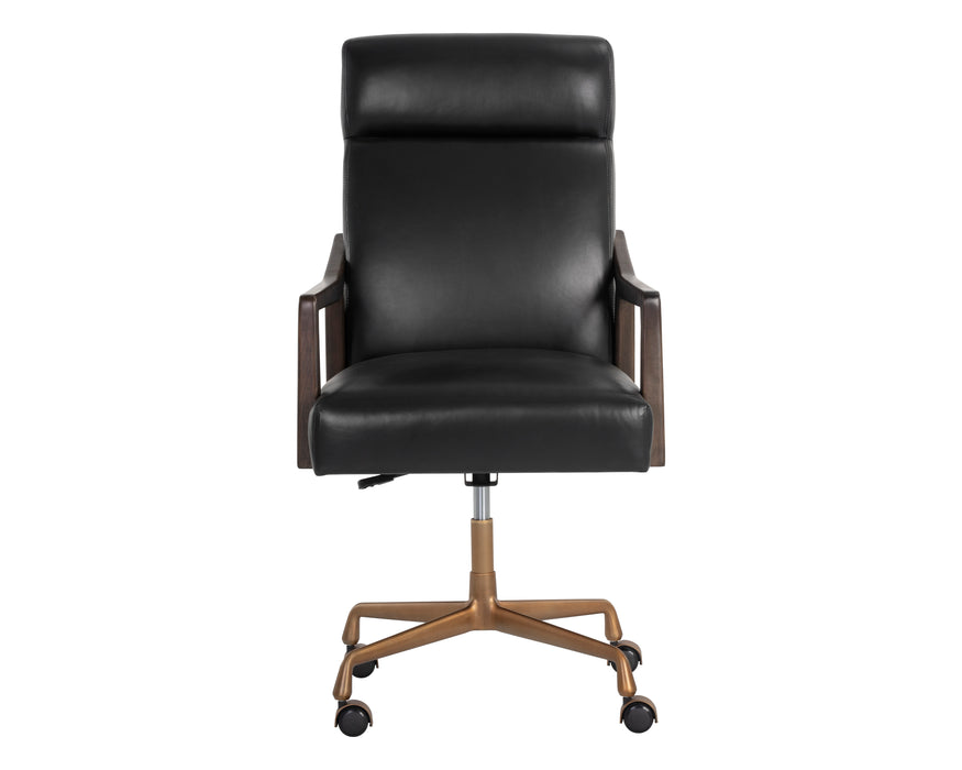 Sunpan Collin Office Chair - Brown - Cortina Black Leather