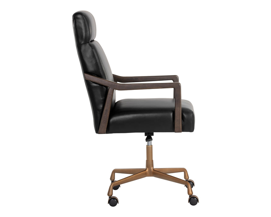 Sunpan Collin Office Chair - Brown - Cortina Black Leather