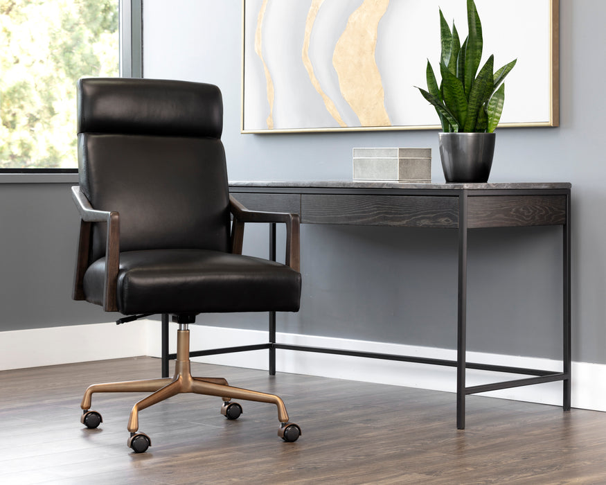 Sunpan Collin Office Chair - Brown - Cortina Black Leather