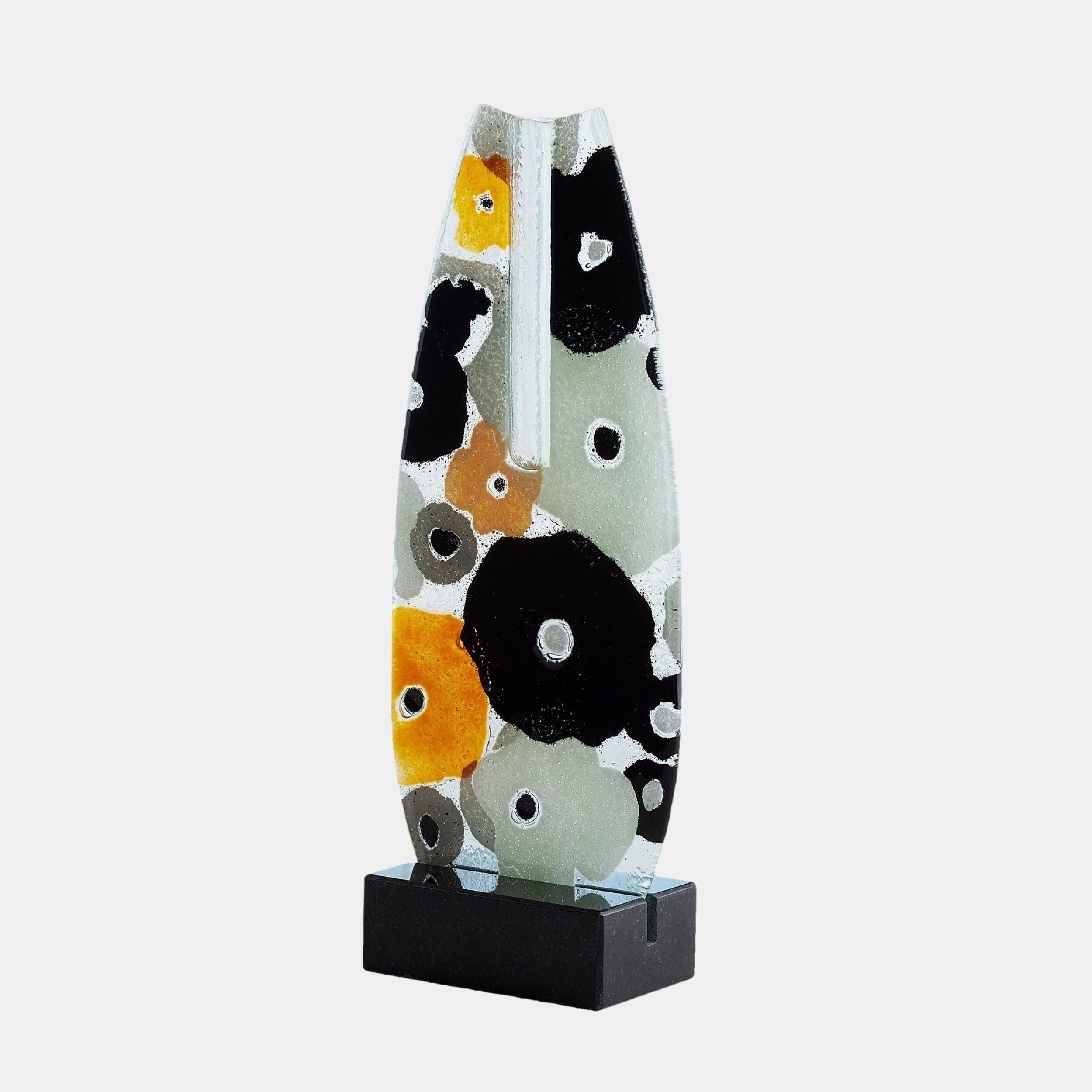 Global Views Fused Floral Flat Vase