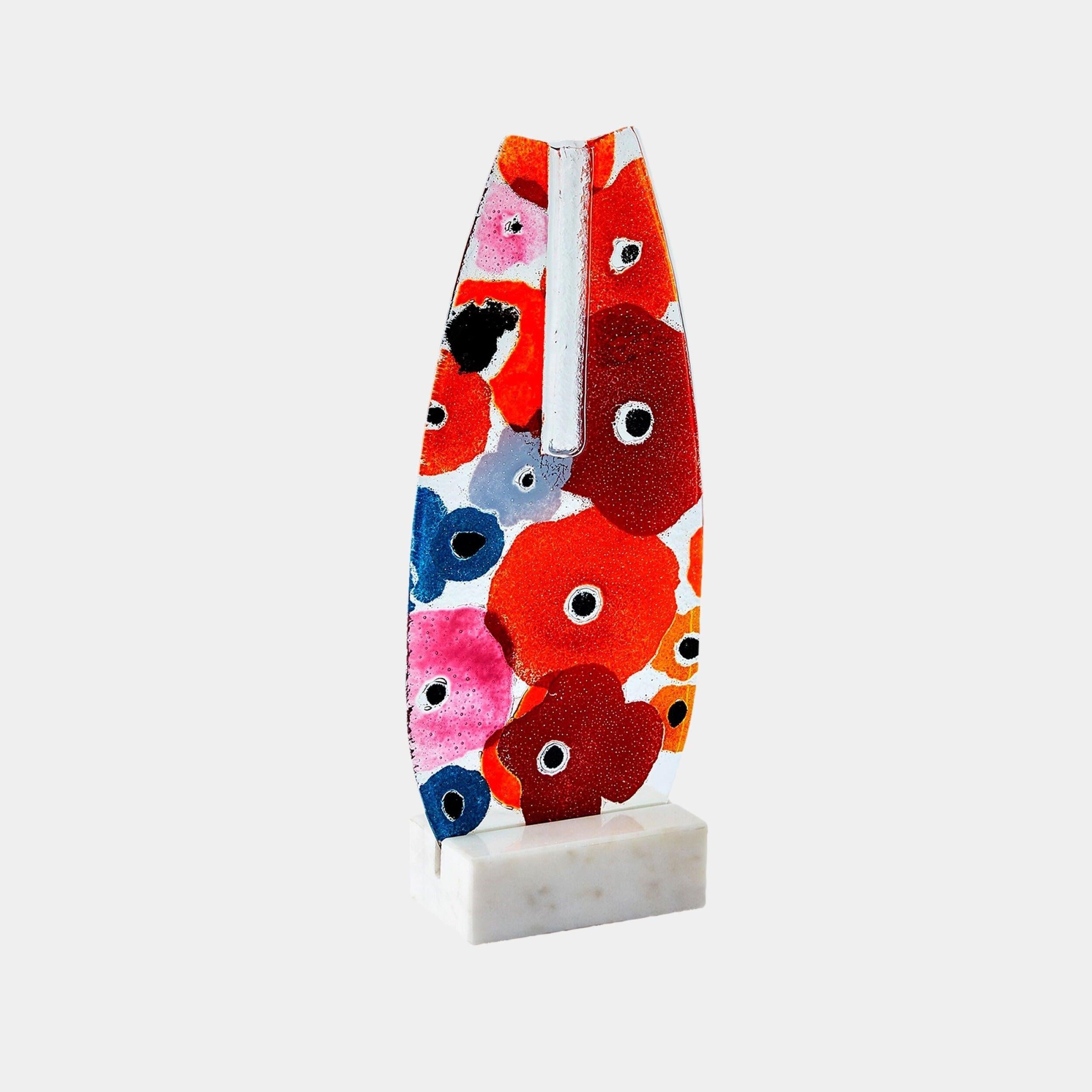 Global Views Fused Floral Flat Vase