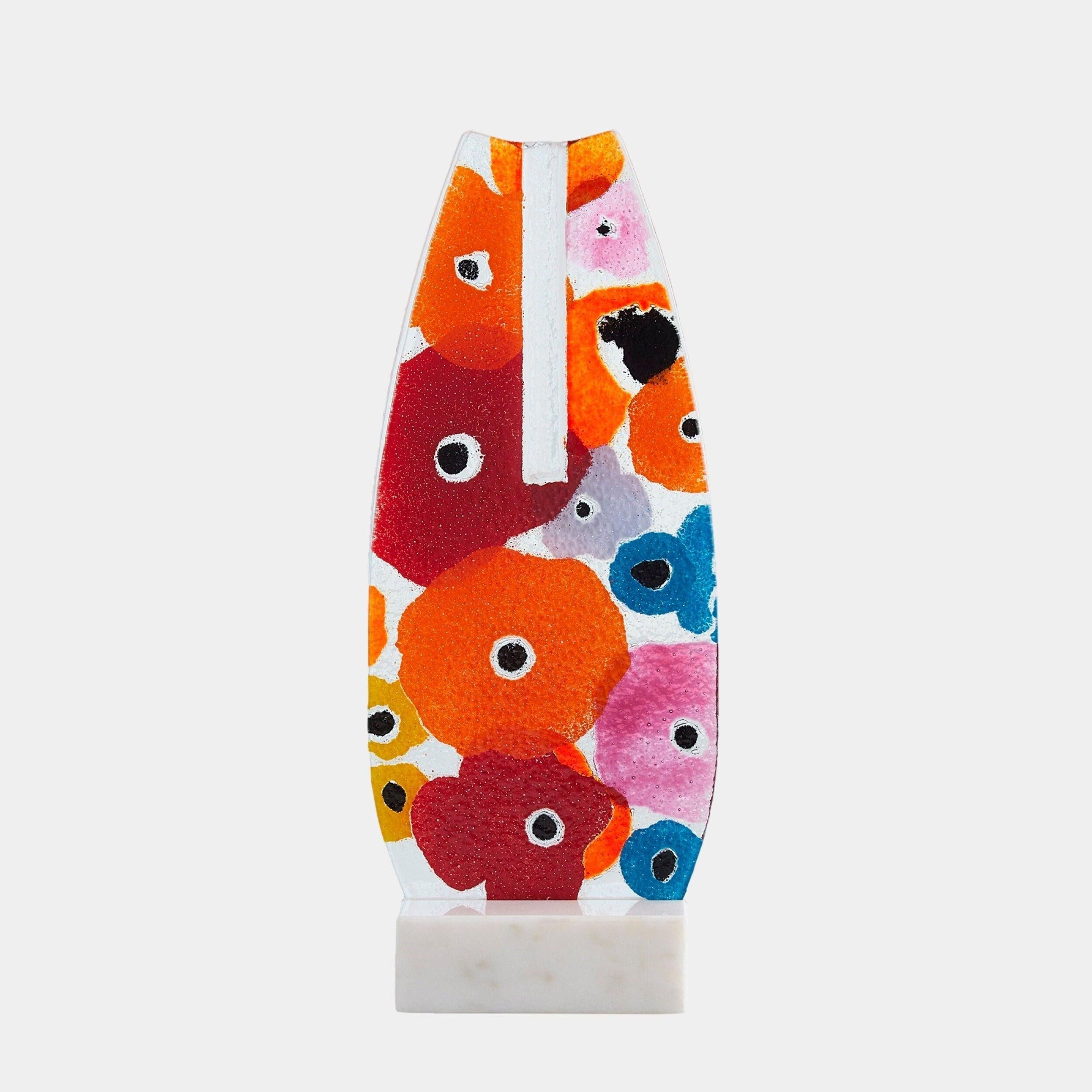 Global Views Fused Floral Flat Vase