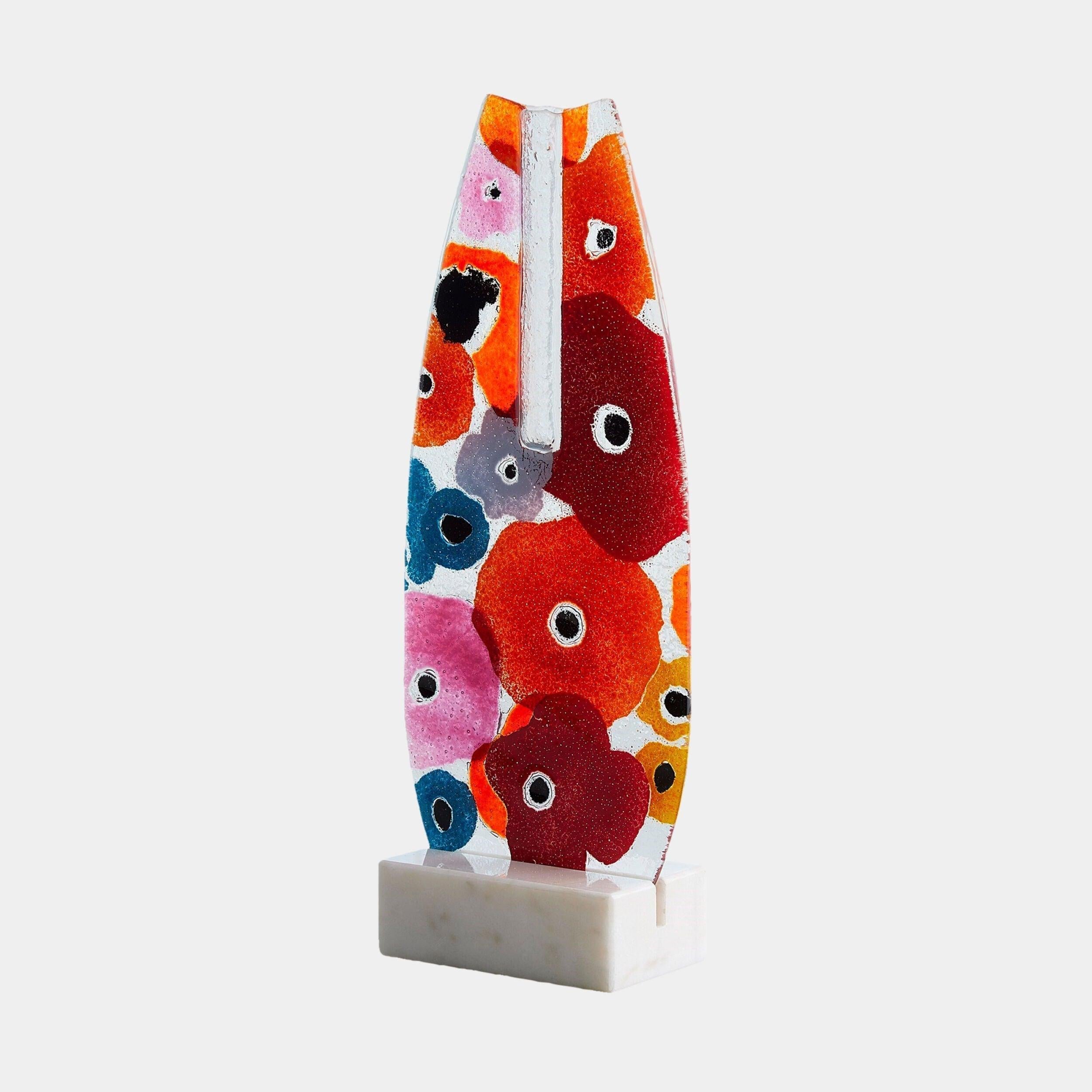 Global Views Fused Floral Flat Vase