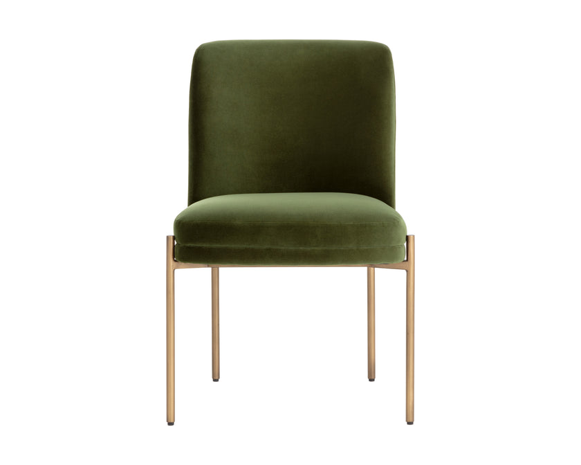 Sunpan Richie Dining Chair - Antique Brass - Forest Green